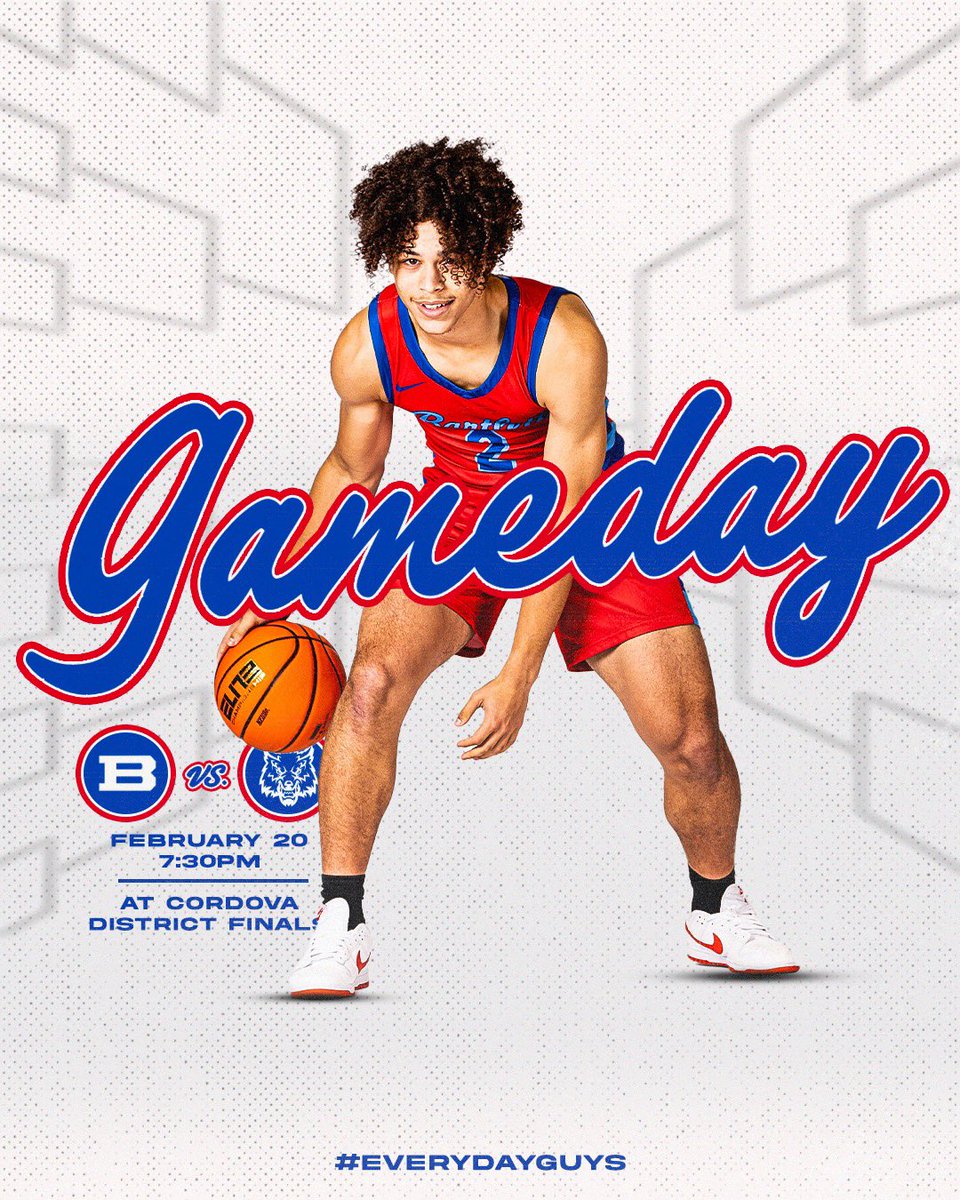 🚨GAMEDAY🚨

🆚 Cordova 
📍 Cordova High School
🔘 District Tournament 
⌚️ 7:30pm
🎟️ mscs.hometownticketing.com/embed/all?scho

Championship Tuesday! Be there early and be loud, we need everyone! Let’s Gooooo! 

#EveryDayGuys | #BuiltToLast