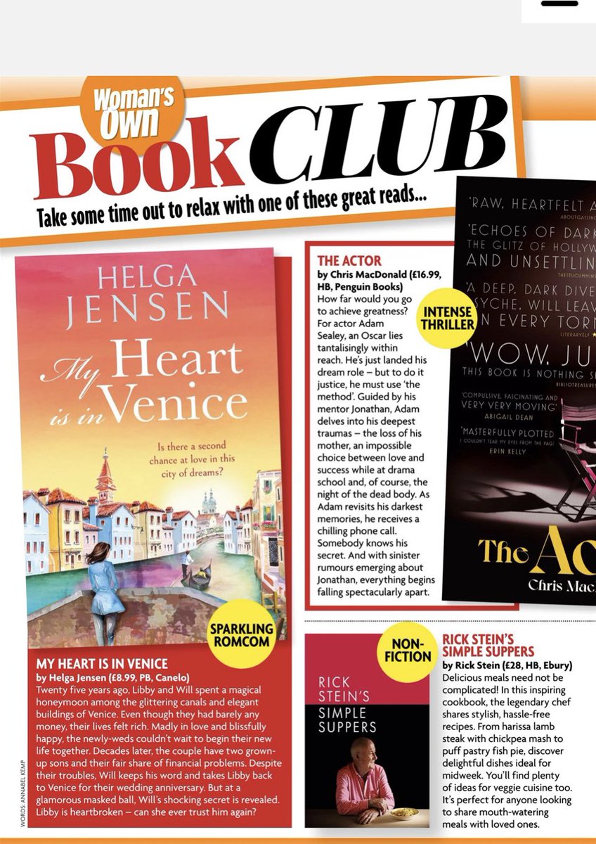And here's My Heart is in Venice in Woman's Own. Huge thank you for featuring it. I so so appreciate it 💕#womansown #books #newbooks #bestsellers -#authors #authorlife #herabooks