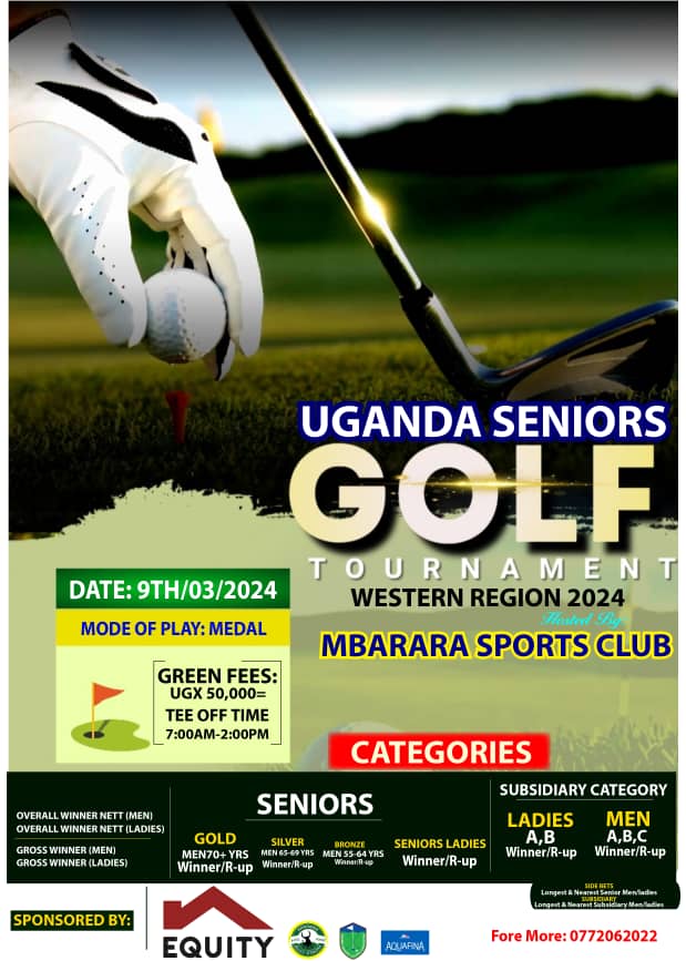 It's back! This time bigger and better!!
The Seniors Golf Tournament at Mbarara Sports Club.
You cannot afford to miss!!
#UgandaSeniorsGolfTournament#MbararaSportsClub