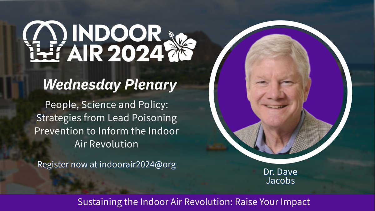 🎉Plenary Announcement🎉 One of Wednesday's esteemed speakers is Dr. Dave Jacobs! In the 1970s there were hundreds of US childhood lead fatalities from lead paint annually. This talk will outline how the lessons from lead paint can be applied to other indoor contaminants.