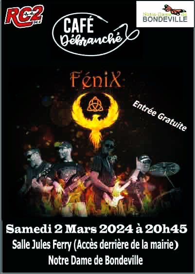 radio_rc2's tweet photo. Retrouvez FÉNIX au #cafédébranché le samedi 2 Mars  de 20h45 à 23h00 , concert-interview Entrée 🚪 GRATUITE  Réservation ☎️ 02 35 01 12 69
#radiorc2 #radioassociative #radiolibre #radiofm #944fm #concert #rc2  #ndb #notredamedebondeville #concert76 #76 https://t.co/6VjW5Eofg4 https://t.co/mDj2RzIYLT