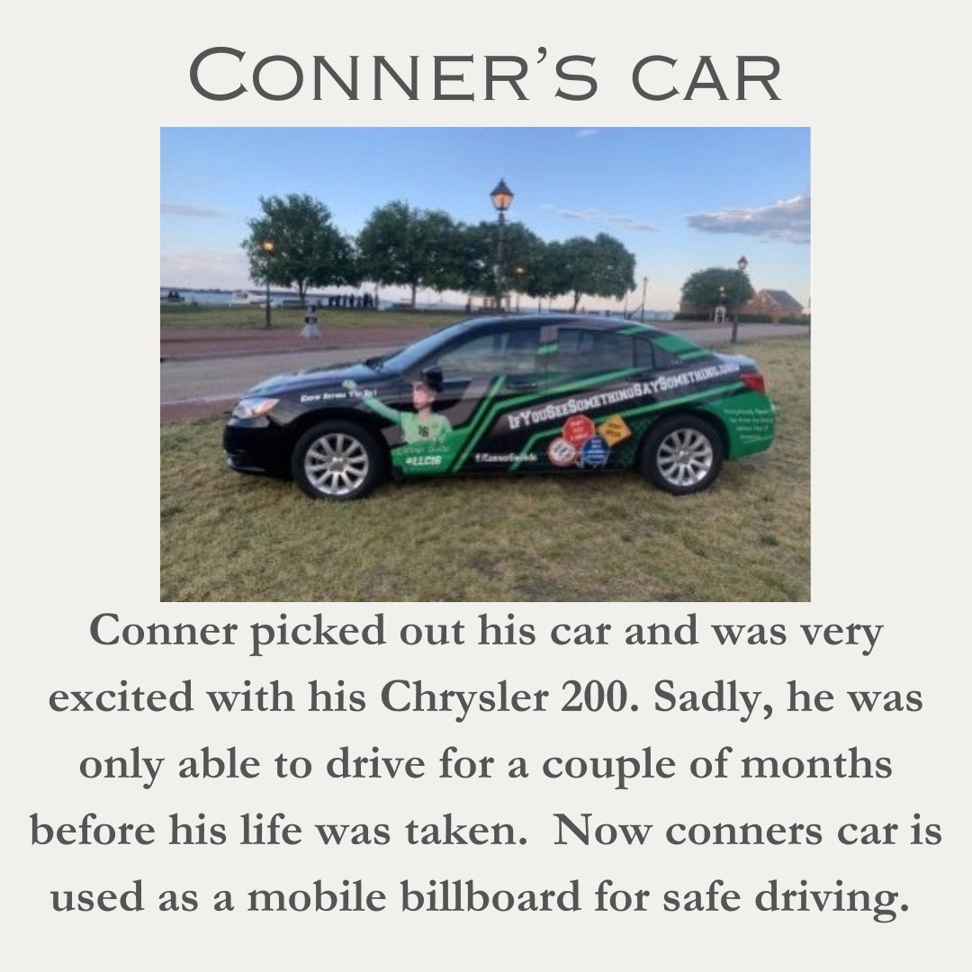 Gweedomemorial's tweet photo. Conners Car was wrapped by local business to honor him and remind others of the dangers of destructive driving decisions 
#LLC16 #connermom #teendrivers #Virginia #JustDrive #parents #RoadSafety #VADMV #explorepage https://t.co/7A8uZHs4TX