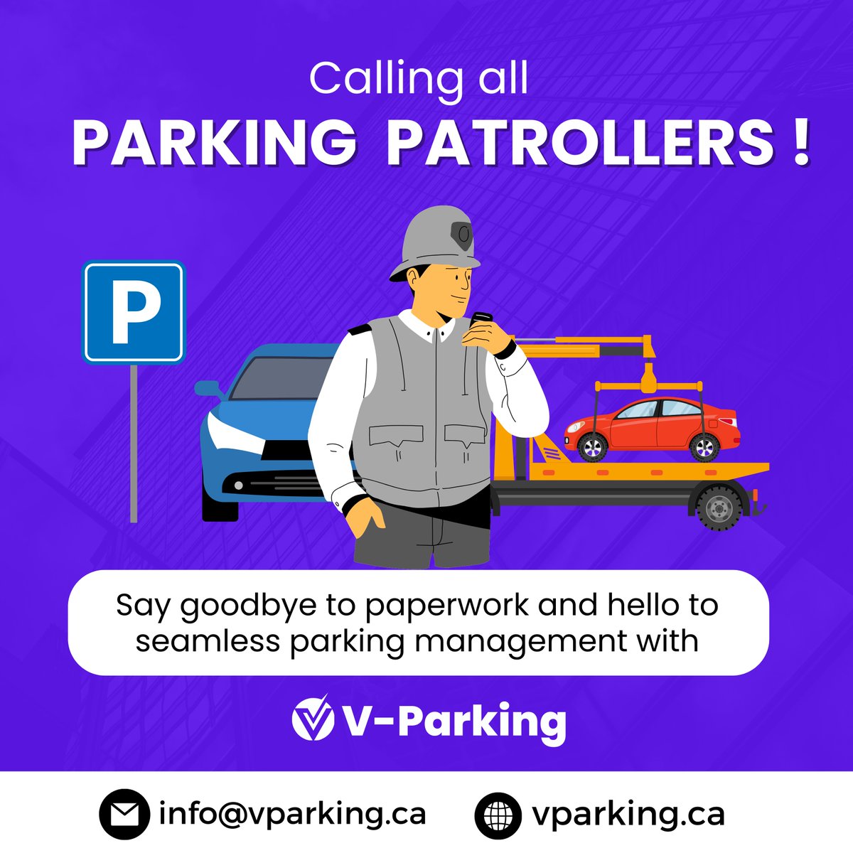 VParkingCanada's tweet photo. Calling all parking patrollers! Transform your operations with V Parking. Simplify parking management and enhance efficiency like never before. #ParkingTech #PatrolTeam #VParking https://t.co/JKSSsKjNBt