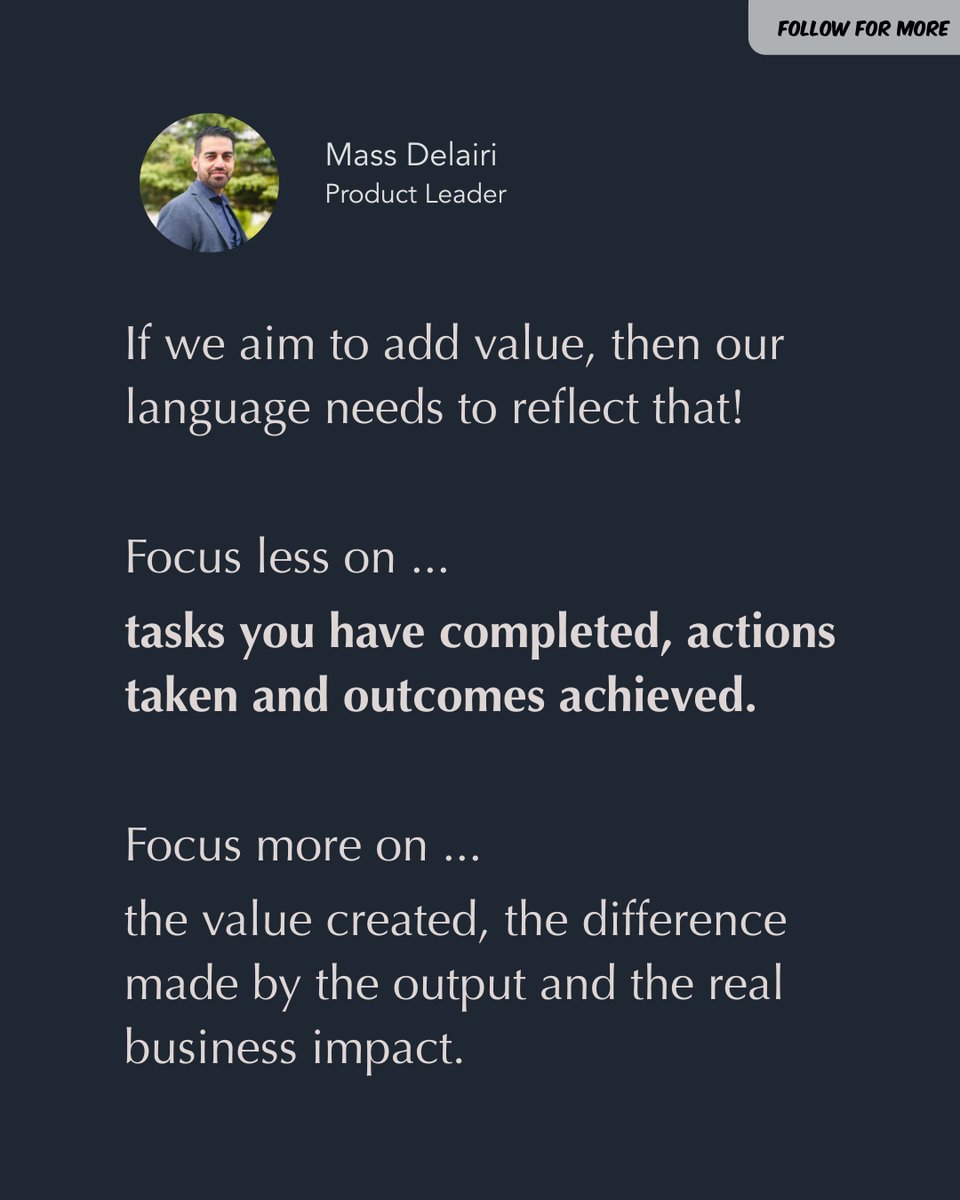 As product managers, creating value is key, but we fail to properly verbalize it.

It's important to think about the business impact, the difference it makes and real value created for a business.

This will also help improve marketing messaging, value props &amp; release notes.