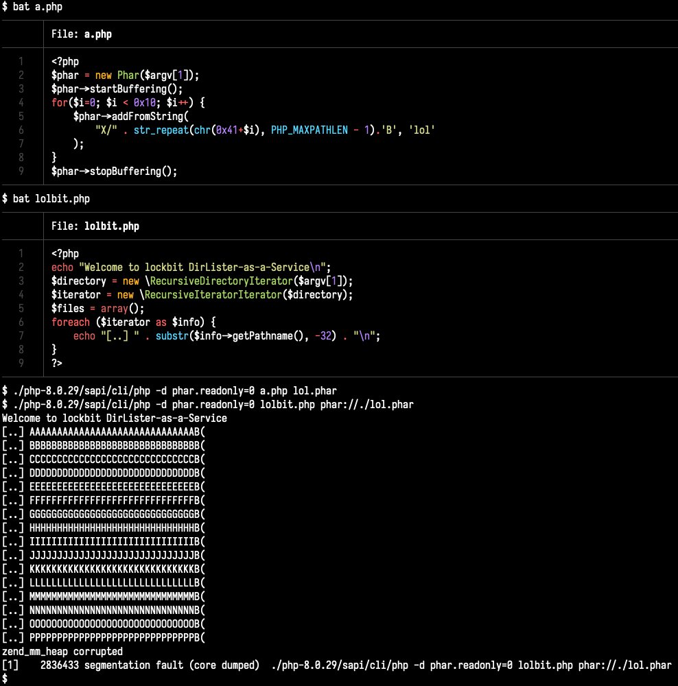 bl4sty's tweet photo. I created a hyper realistic and handwavey re-enactment of the lockbit CVE-2023-3824 attack after some insights from PHP internals expert @cfreal_ https://t.co/sI1K3inFZG