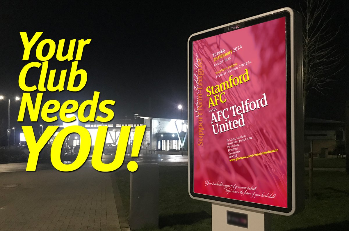 thejakewhiteley's tweet image. There's a HUGE #StepThree encounter tonight at #TheZeecoStadium where @StamfordAFC1896 welcome @telfordutd in #SouthernLeague action - be sure to check the host club's social-media/website for very latest news re Admission Fees, KO etc!...