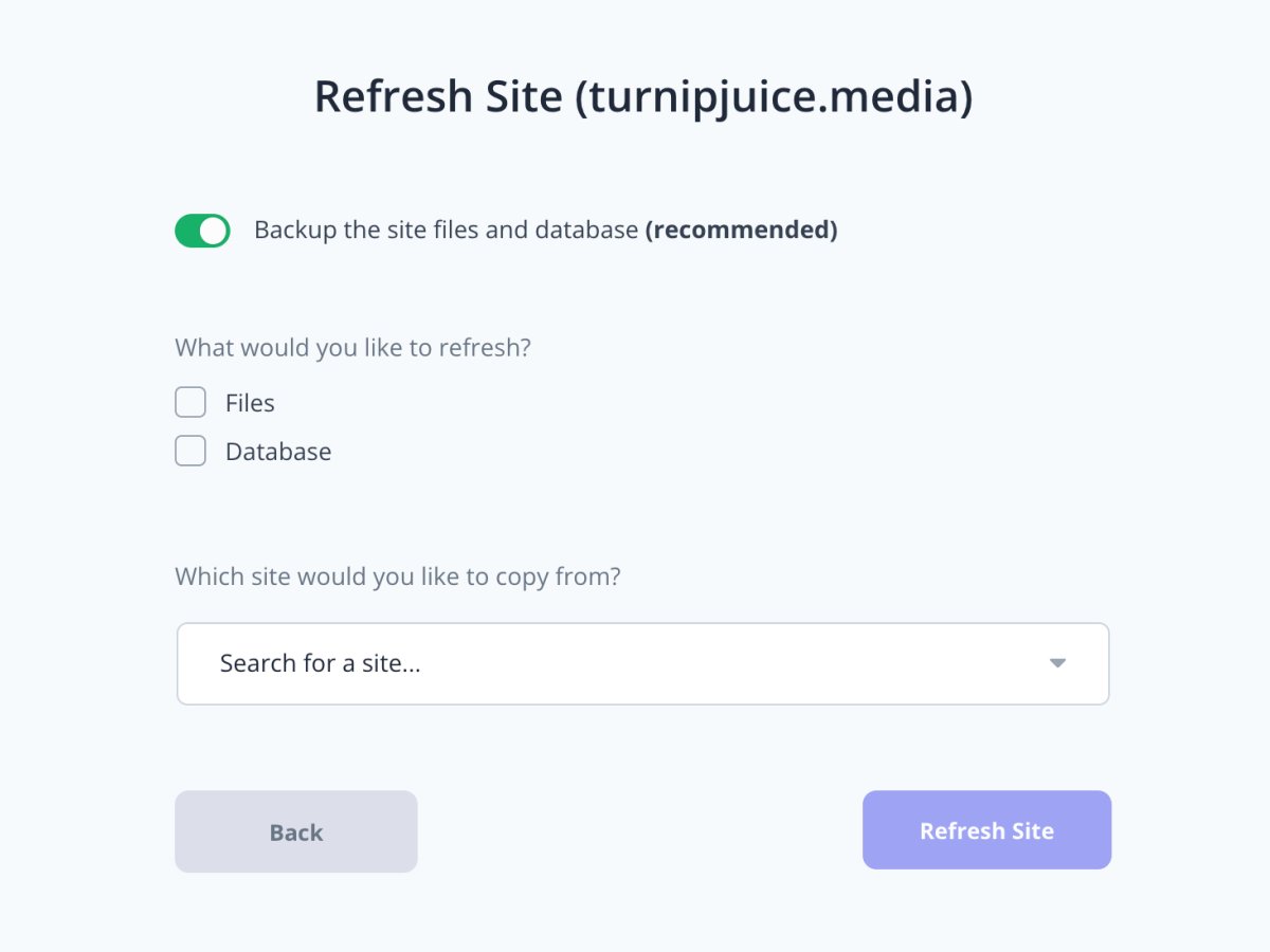 We’ve finally shipped THE missing staging feature! 🚚

You can now refresh a staging site's files and/or database with the latest production files and/or database. In fact, you can refresh any site with the files and/or database of any other site. 😮

spinupwp.com/whats-new/refr…