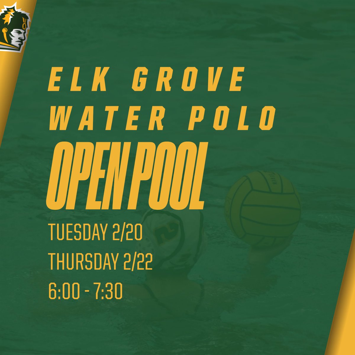 It’s the final week before water polo season starts on Monday! We hope to see you tonight and Thursday at open pool from 6-7:30. <a href="/GrenAthletics/">Elk Grove High School Athletics</a> 🤽‍♀️