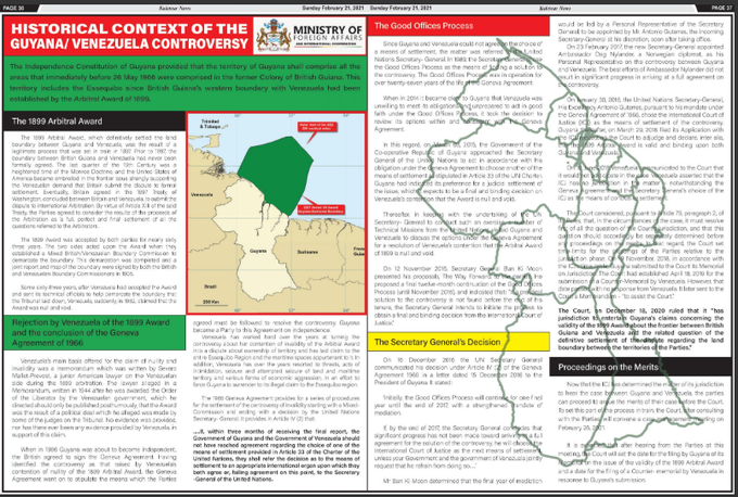 #UnDiaComoHoy Página central del Diario 'Kaieteur News' #21Feb 2021 

'Contexto histórico de la controversia entre Guyana y Venezuela'.

Campaña #IsWeOwn del Gobierno guyanés en Medios y redes sociales.