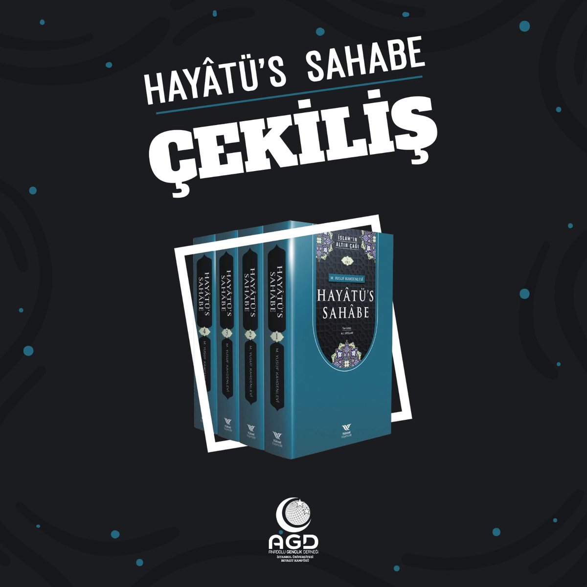 📚 Kitap Çekilişi |

M. Yusuf Kandehlevi'den HAYÂTÜ'S SAHABE (4 cilt) kitabını 1 takipçimize hediye ediyoruz.

▪️ Katılım şartları:
🪧 Gönderiyi beğenmek. 
🪧 <a href="/kampusbeyazit/">AGD İstanbul Üniversitesi Beyazıt Kampüsü</a> ve <a href="/dergim_fecir/">Fecir Dergisi</a> hesaplarını takip etmek. 

🗓️ Çekiliş, 1 Mart Cuma saat: 20.00'da olacaktır.