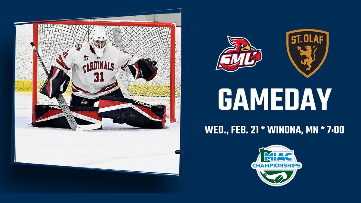 MHKY - It's an MIAC Playoff GameDay for <a href="/SMUMHockey/">Saint Mary’s Men's Hockey</a>, as the Cardinals host St. Olaf in a 7 p.m. quarterfinal game at the SMU Ice Arena!! And you can get all your Playoff coverage in one convenient place: saintmaryssports.com/news/2024/2/21…