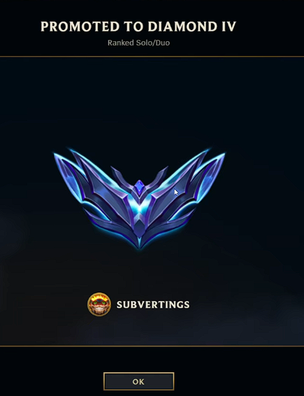 SUBVERTINGSLol's tweet photo. Today I finally conquered Emerald and reached Diamond. Next comes reaching Master. https://t.co/p88vZj0s7j