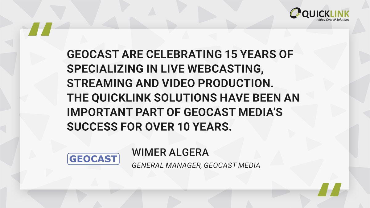 For over 15 years, @GEOCASTmedia has provided specialized services in live #webcasting, #streaming and #videoproduction of conferences, seminars and sporting events across Europe! 🙌 #Quicklink's cutting-edge solutions have been integral to GEOCAST's success for over 10 years!