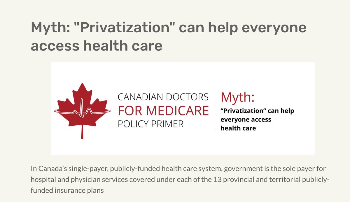 👋👋👋 @CdnDrs4Medicare for this brilliant demolition of all the usual myths about #privatization of #healthcare, including the Biggest Lie of All: that the private sector does everything better. canadiandoctorsformedicare.ca/myth_privatiza… #greed