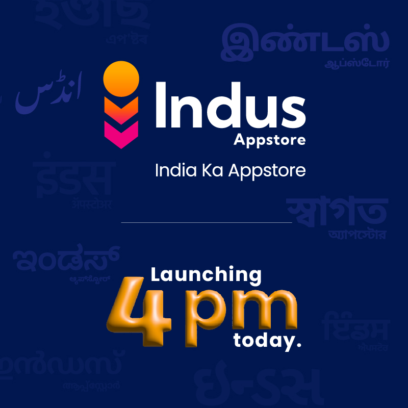 IndusAppstore's tweet photo. The wait is finally over! 
Witness the revolution as Indus Appstore, the first Appstore made for India is all set to be launched today at 4PM.

#IndusAppstore 
#IndiaKaAppstore