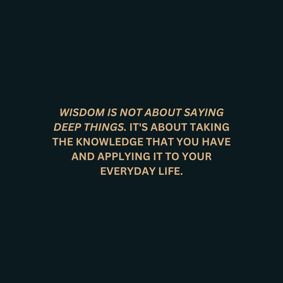 apostlegm's tweet photo. Wisdom is not about saying deep things.
It's about taking the knowledge that you have and applying it to your everyday life. https://t.co/0RtNp6KV0G