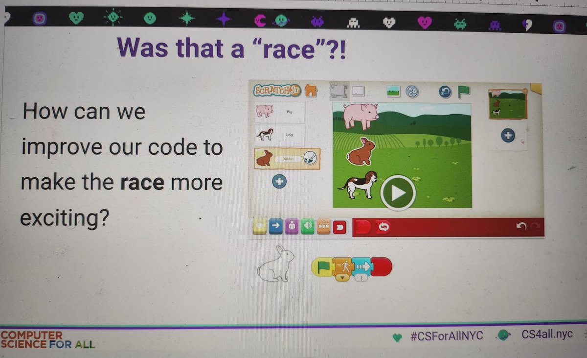 Charvey5H's tweet photo. In today's Intermediate Scratch Jr. Project 1 session with @Hannon131, participants get a chance to practice coding with the speed block. Who do you think won? @techstrodinaire https://t.co/A3fVNnOZUI