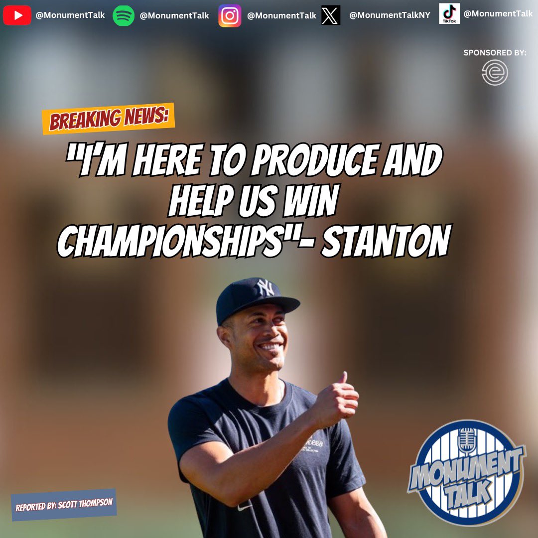 MonumentTalkNY's tweet image. Giancarlo’s Stanton spoke to the media upon his arrival to spring training