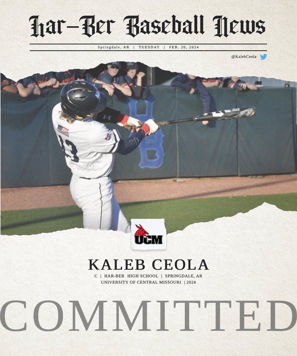 HARBERBSB's tweet image. Big Congratulations to Senior Kaleb Ceola on his commitment to the University of Central Missouri!! 100 percent well deserved!! We are proud of you and extremely happy for you!!! @KalebCeola 

#GoWildcats