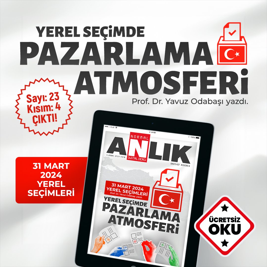 POSTMODERN İTTİFAKLAR, YEREL SEÇİMLERE KADAR MIYDI?

Prof. Dr. Yavuz Odabaşı'nın, Mart 2024 yerel seçimlerini ele aldığı yazısını Anlık Normal'in yeni sayısında okuyabilirsiniz.

Keyifli okumalar.

#yerelseçim #postmodernizm #ittifak 

normaldergi.com/sayilar/sayi-2…