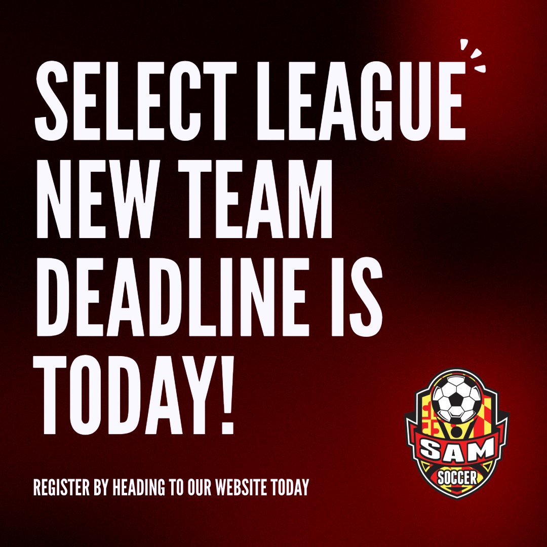 Coaches looking to join Select - HURRY! Head to our website today:
mdsoccerplex.org/sam-soccer/lea…