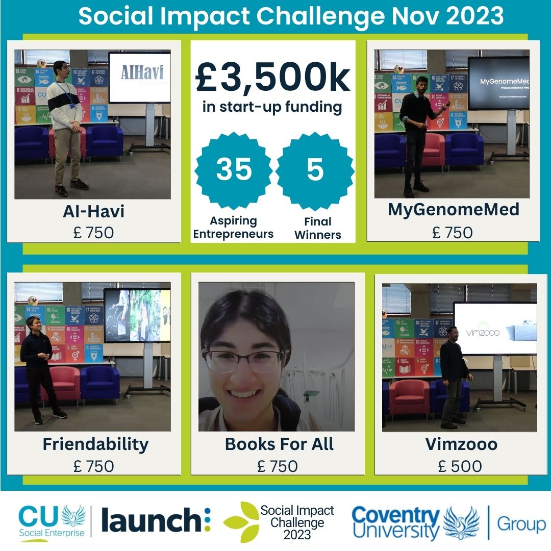🌍✨ Our November 2023 Social Impact Challenge, was a huge success! 🚀 
📣 35 inspiring projects poured in, each with a vision to make a positive change in the world. It was a tough decision, but after careful consideration, we announced the 5 WINNERS who received funding.