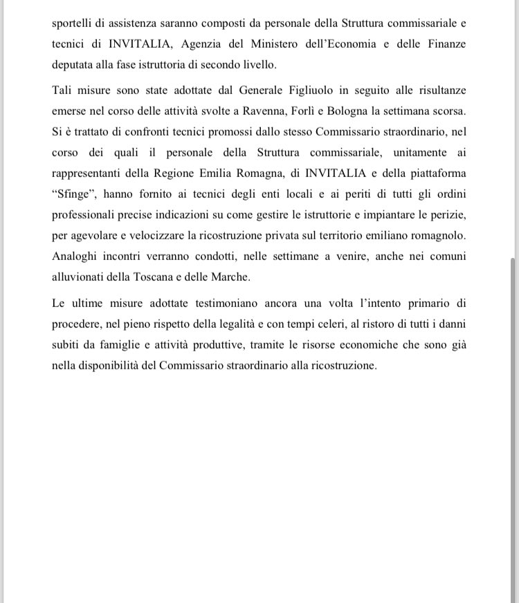 Per accelerare le domande di rimborso e la ricostruzione privata dal mese di marzo a Cesena, Forlì, Faenza e Ravenna-Lugo saranno operativi sportelli di assistenza con tecnici della Struttura Commissariale ed Invitalia.
#alluvioneromagna 
#Romagna