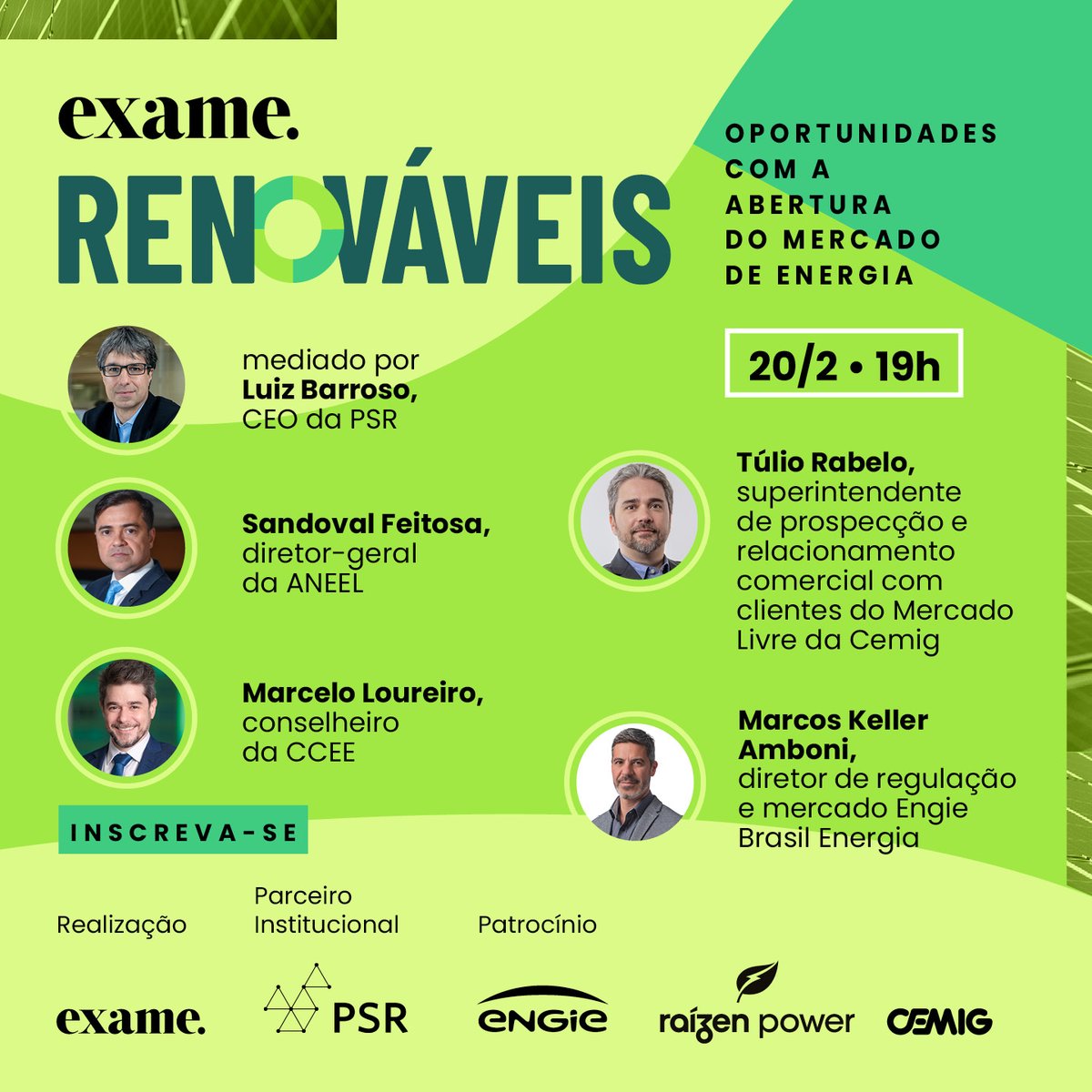 exame's tweet image. 🔴 HOJE ÀS 19H: bit.ly/42Jzz6M |  O talk faz parte da série de conversas sobre as perspectivas para o avenço da energia renovável no Brasil. Acompanhe! 

#EXAME