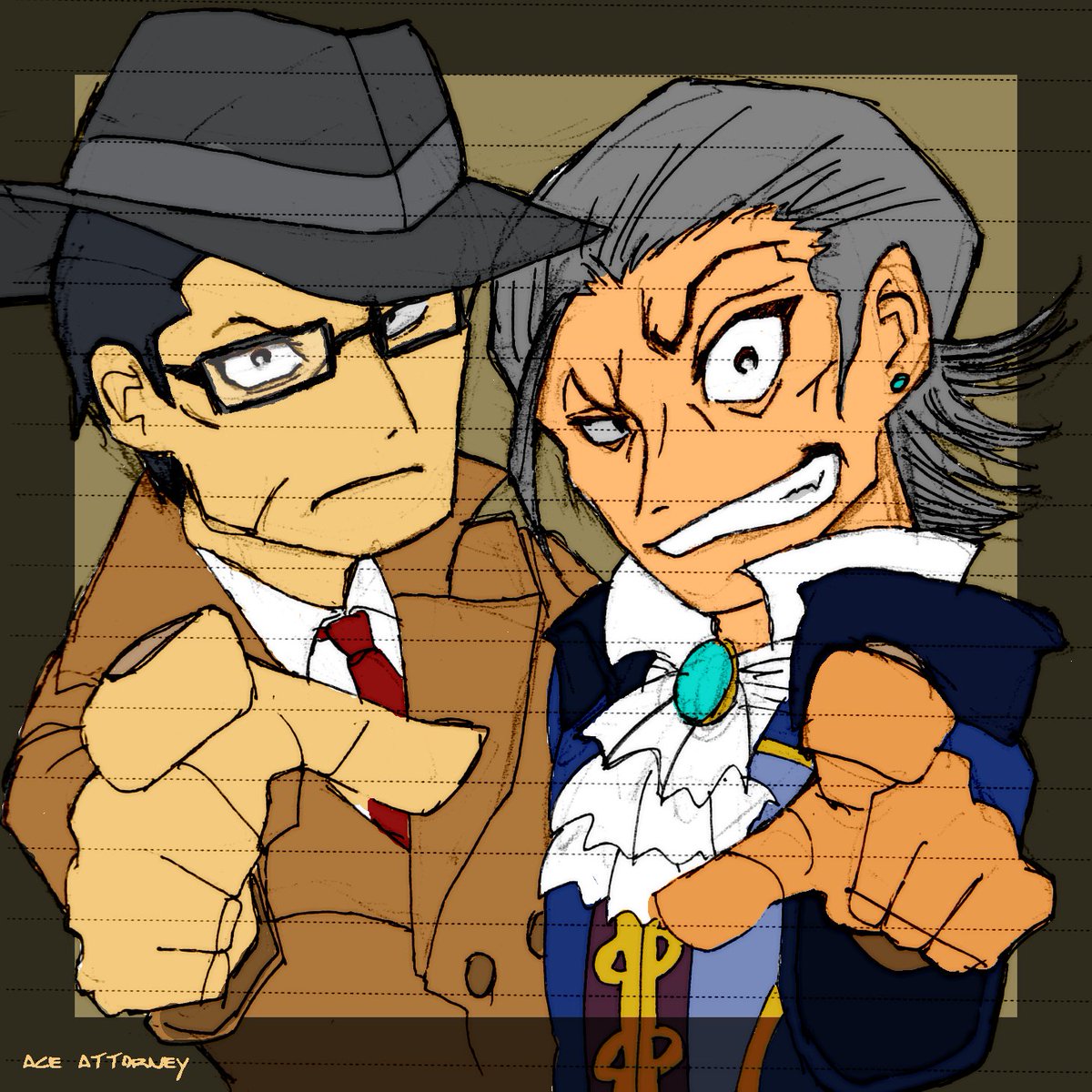 nomore_ryu1's tweet image. 年齢層高めの異議あり
#AceAttorney #狩魔豪 #御剣信 #逆転裁判