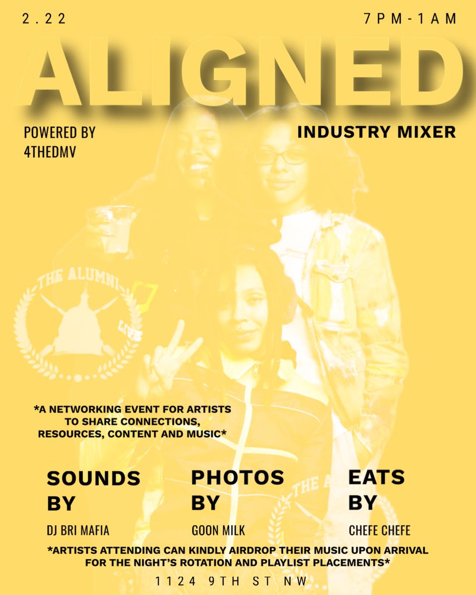 OG_Bri's tweet photo. Peace Friends!✨

After yesterday’s insightful conversation highlighting the elevation of the local underground music scene in the DMV, I have the pleasure of hosting “Aligned”, a Free Industry Mixer for creatives, happening this Thursday at The Alumni.

https://t.co/1E2Vu8NHpy https://t.co/dOWQuPY1P8