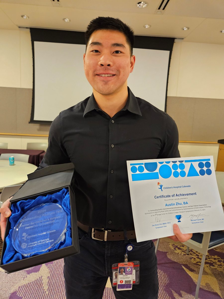 Our CRC, Austin Zhu, won the first prize for his presentation at the 7th Annual Center for Children's Surgery Research Symposium last week. He was also just informed that he got into McGovern Medical School at UTHouston. Congratulations, Austin! Way to go!