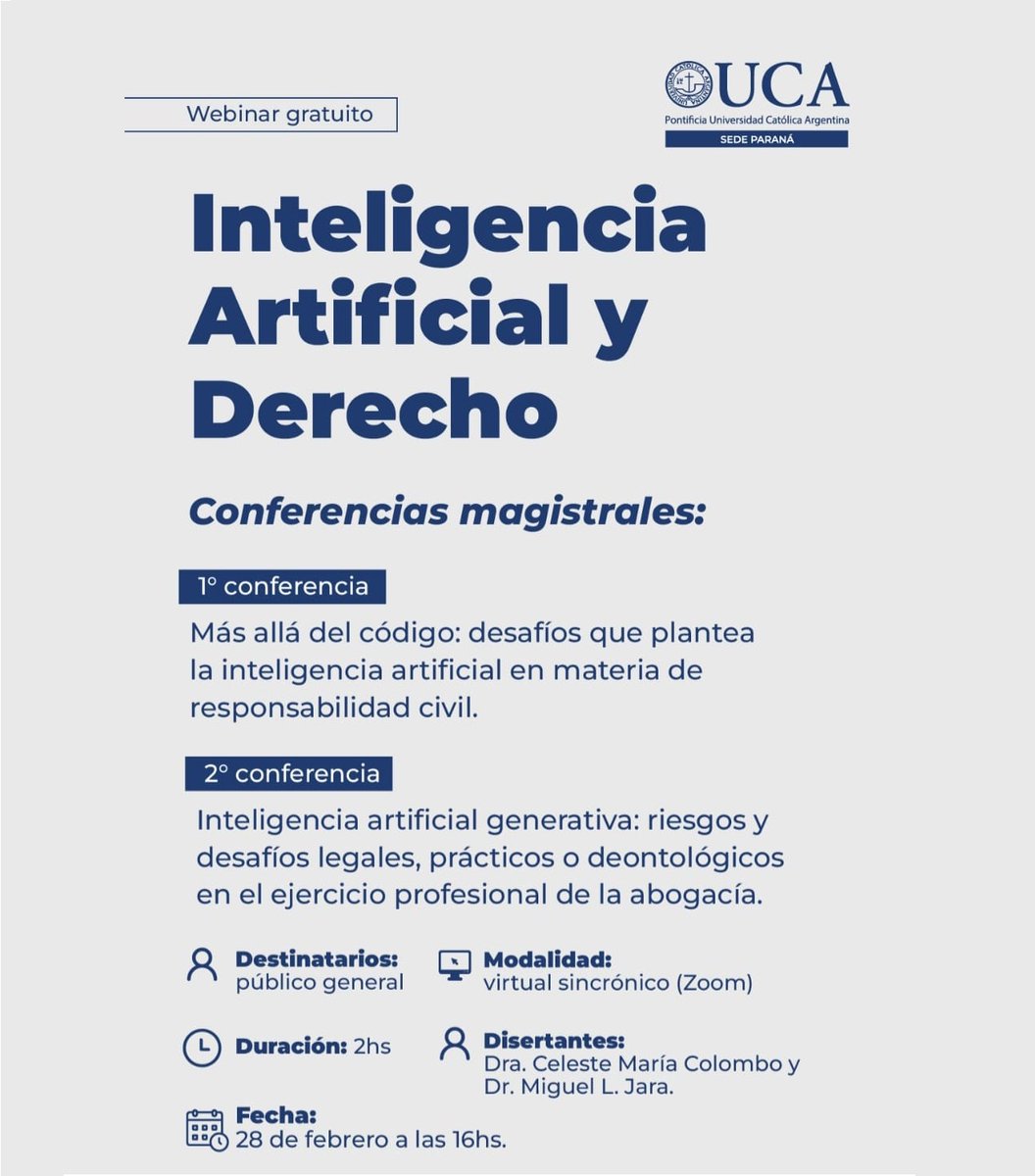 Pensaste que el furor de la IA se termina? Mira la conferencia de Inteligencia Artificial y Derecho que se viene. Webinar 100% gratuita y para todo el publico en general. Vamos con <a href="/cele_colombo/">Celeste Colombo</a>