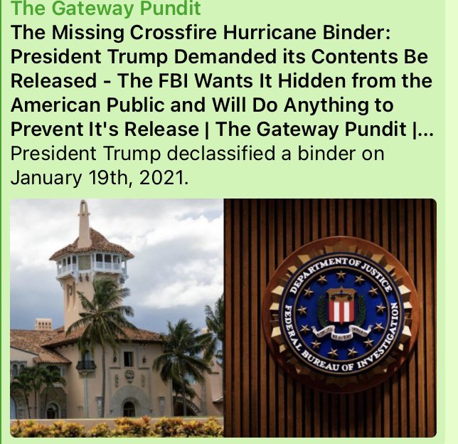 sxdoc's tweet photo. The Missing Crossfire Hurricane Binder: President Trump Demanded its Contents Be Released – The FBI Wants It Hidden from the American Public and Will Do Anything to Prevent It’s Release. 

SHOWS OBAMA, FBI, CIA ATTEMPT COUP OF PRESIDENT TRUMP: TREASON  

 https://t.co/uaxNh2Ixt8

Steve Bannon: Crossfire Hurricane Was The Establishment’s Plan To Keep YOU Out Of The Deal Room By Destroying President Trump

https://t.co/KvdmTr659n