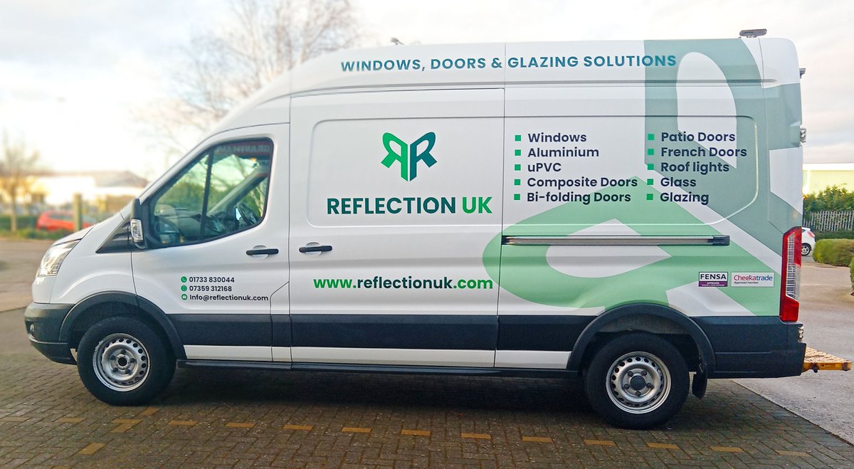 Ford Transit van graphics for Reflexion UK with large watermark logo #vangraphics
