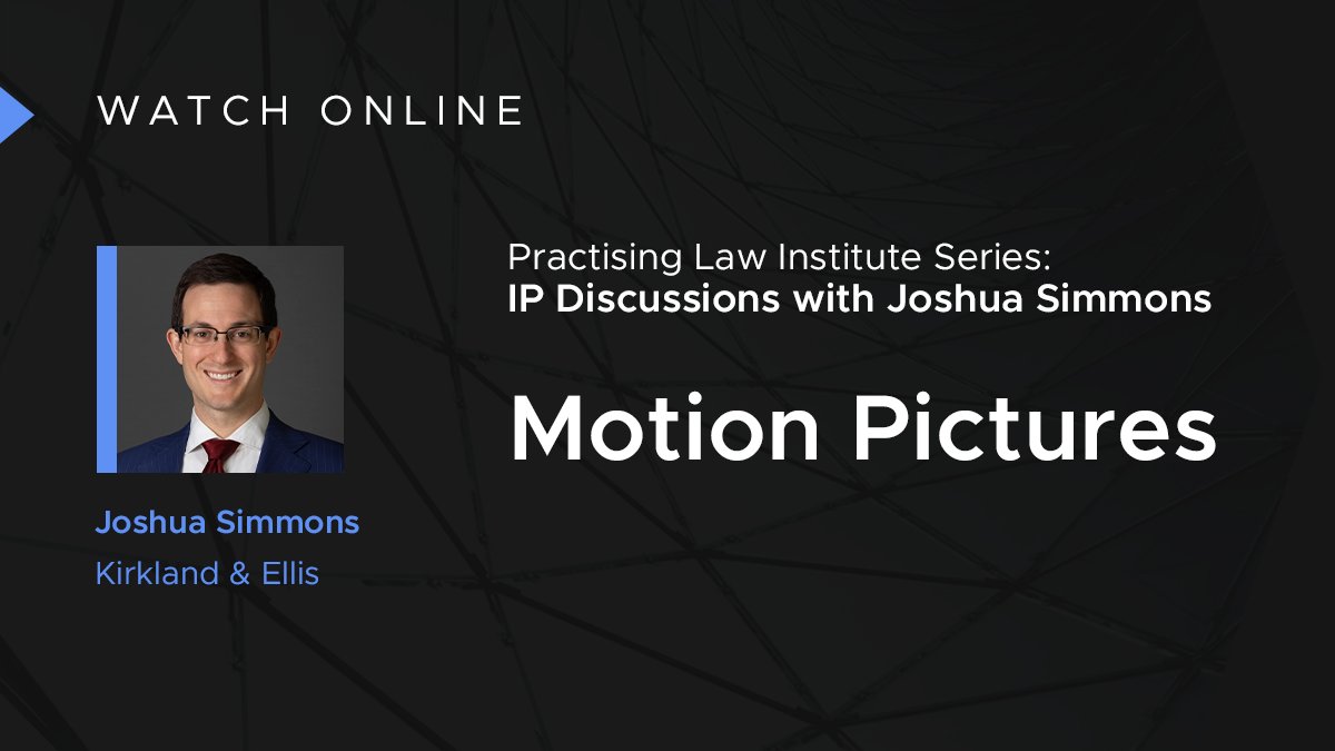 In the next episode of @PractLawInst’s IP Discussions with <a href="/joshualsimmons/">Joshua L. Simmons</a>, the roundtable discusses IP considerations for the motion picture industry, including copyright piracy, First Amendment protections and the use of artificial intelligence. pli.edu/programs/ip-di…