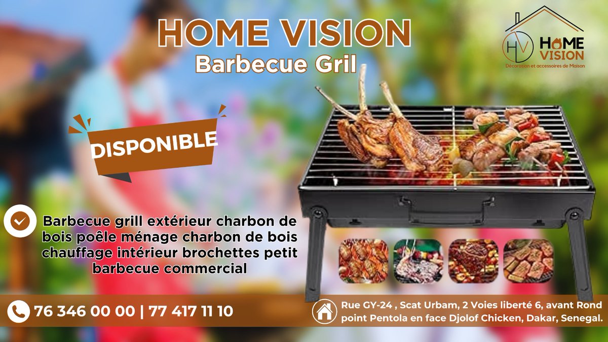 HOMEVISION_SN's tweet photo. "Envie de profiter des beaux jours et de savourer de délicieuses grillades en toute simplicité ? Optez pour notre mini barbecue portable. Alors, n'attendez plus et offrez-vous un été gourmand et convivial avec notre mini barbecue !" https://t.co/40wmXwPpaj