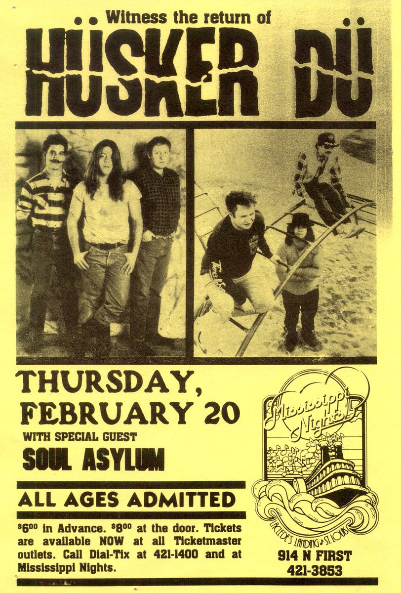 OTD in 1986 💫

February 20, 1986 Mississippi Nights, St. Louis, MO

#huskerdu