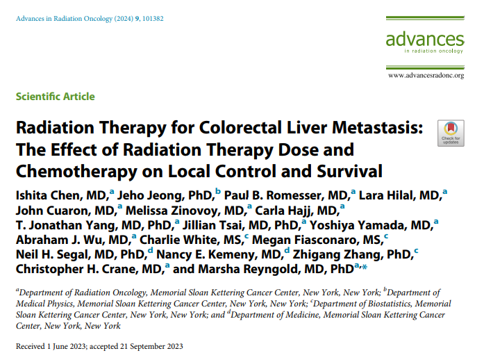 New in #AdvancesRO:  In a large single-institution series of heavily pretreated pts with #colorectalcancer liver metastases tx with #radiation, low BED10 & multiple prior lines of therapy were associated with lower local control & overall survival. #crcsm
clinicalkey.com/#!/content/pla…