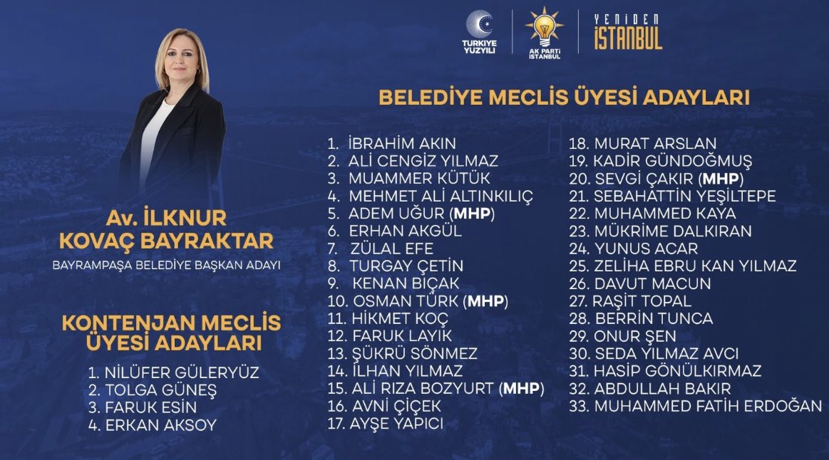 Belediye Meclis Üyesi Adaylarımız Bayrampaşamız için hayırlı olsun.