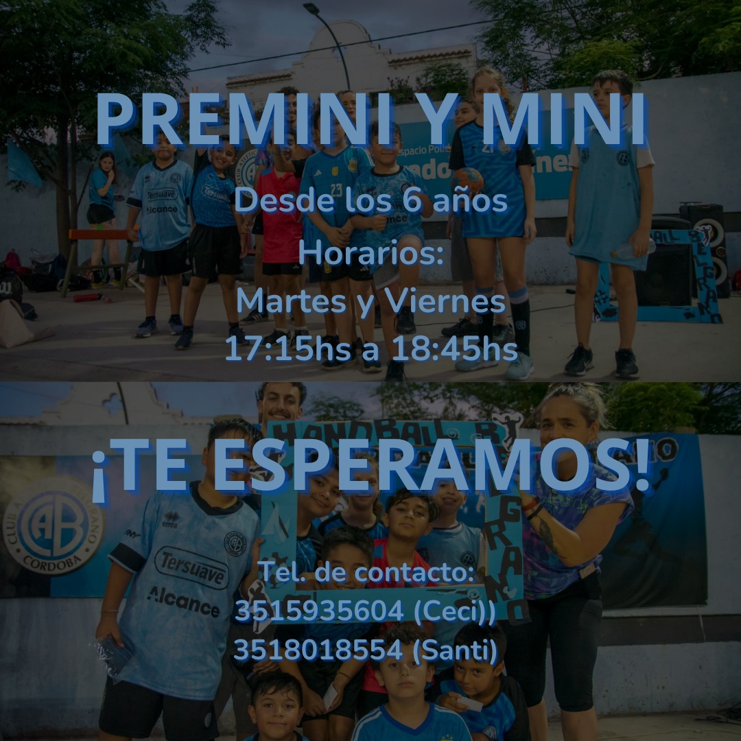 HOY HOY HOY HOY 👇🏽👇🏽👇🏽

EMPEZAMOS CON MINI Y PRE MINIS MIXTO 🤾🏽🤾🏼‍♀️🤾🏻🤾🏽‍♀️
_desde los 6 años_

DÍAS Y HORARIOS

- MARTES
⌚17:15 A 18:45 h.

- VIERNES
⌚17:15  A 18:45 h.

EL MES DE FEBRERO ES GRATIS

Los y las esperamos 🏴‍☠️🩵
