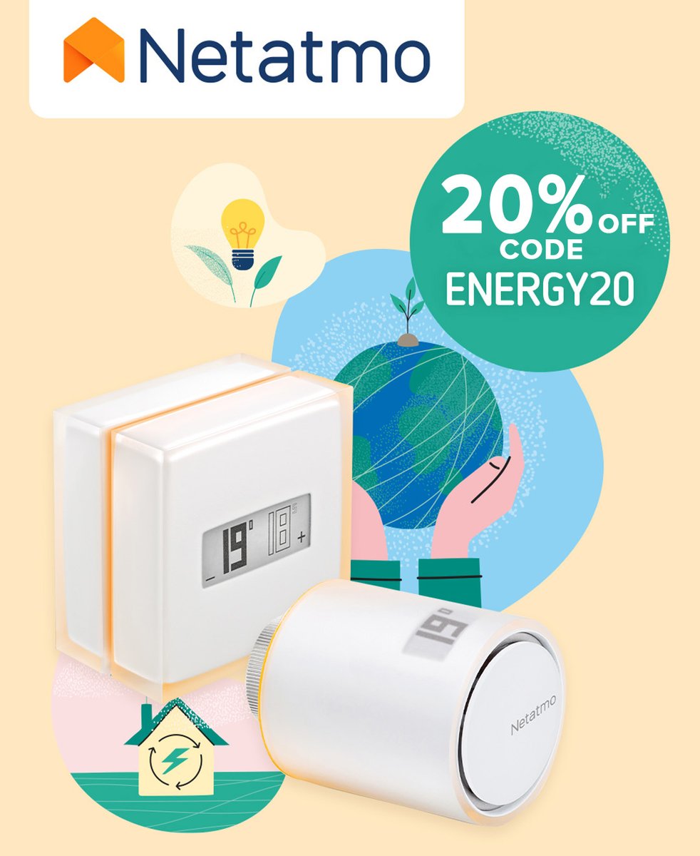 Enjoy the Netatmo Energy Efficiency Deals Week! 🏡🌍

From 20/02 to 29/09, celebrate Energy Efficiency Week with Netatmo and discover how to save energy without compromising your comfort. Use the promo code ENERGY20 to enjoy 20% off on a selection of products.