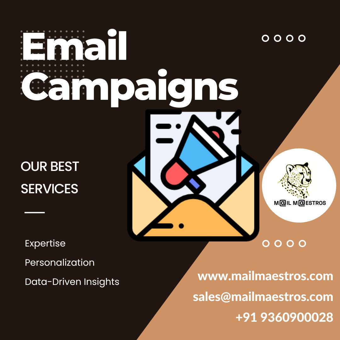 MailMaestros's tweet photo. Our email marketing services turn your campaigns into conversations, driving engagement and conversions. Elevate your brand with precision strategies and data-driven insights. Let's make every email count.
Visit us: https://t.co/YyuWKJ9T63

#mailmaestros #bulkemailserviceprovider https://t.co/XxSw6C3C8y
