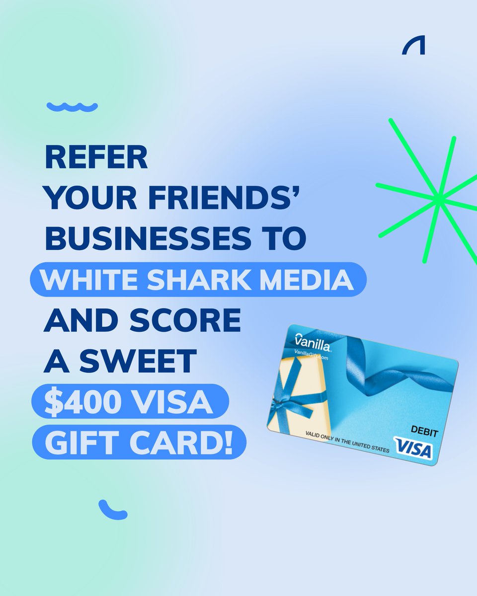 Click here to refer to a friend. 👉whitesharkmedia.com/referral-progr…... *Restrictions apply, visit our website to learn more about the terms and conditions. 👉 whitesharkmedia.com/terms.../refer… #digitalagency #digitalmarketing #visagiftcard