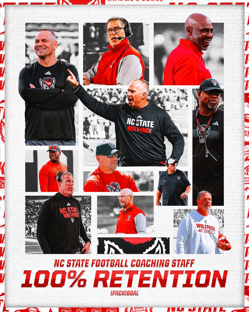 CONTINUITY! Spring practice begins a week from today with every full-time coach returning for the 2024 season. #1Pack1Goal | #GoPack
