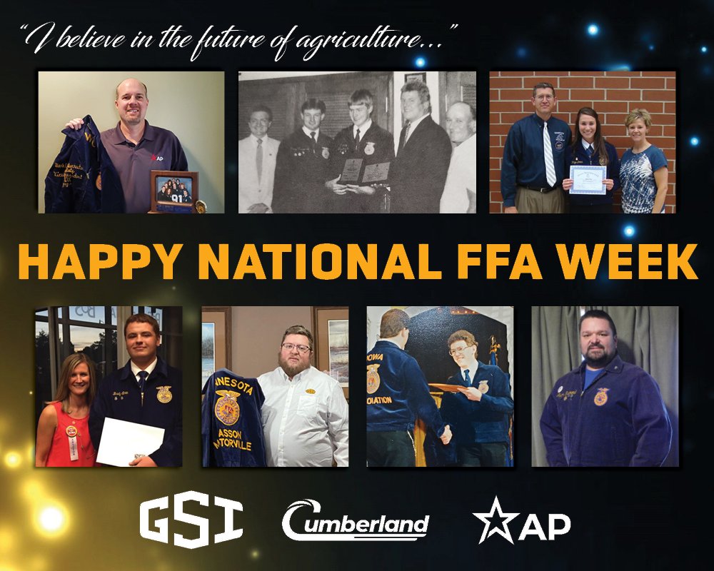 GSI_Grain's tweet photo. Happy National FFA Week! #TeamGSI has deep roots in the blue and gold, and we are proud to support the next generation of leaders. We've shown our blue jackets and now it's your turn! Show us your blue and gold pride in the commentsππ #FFAWeek #GSI https://t.co/hhLBLGdXWV