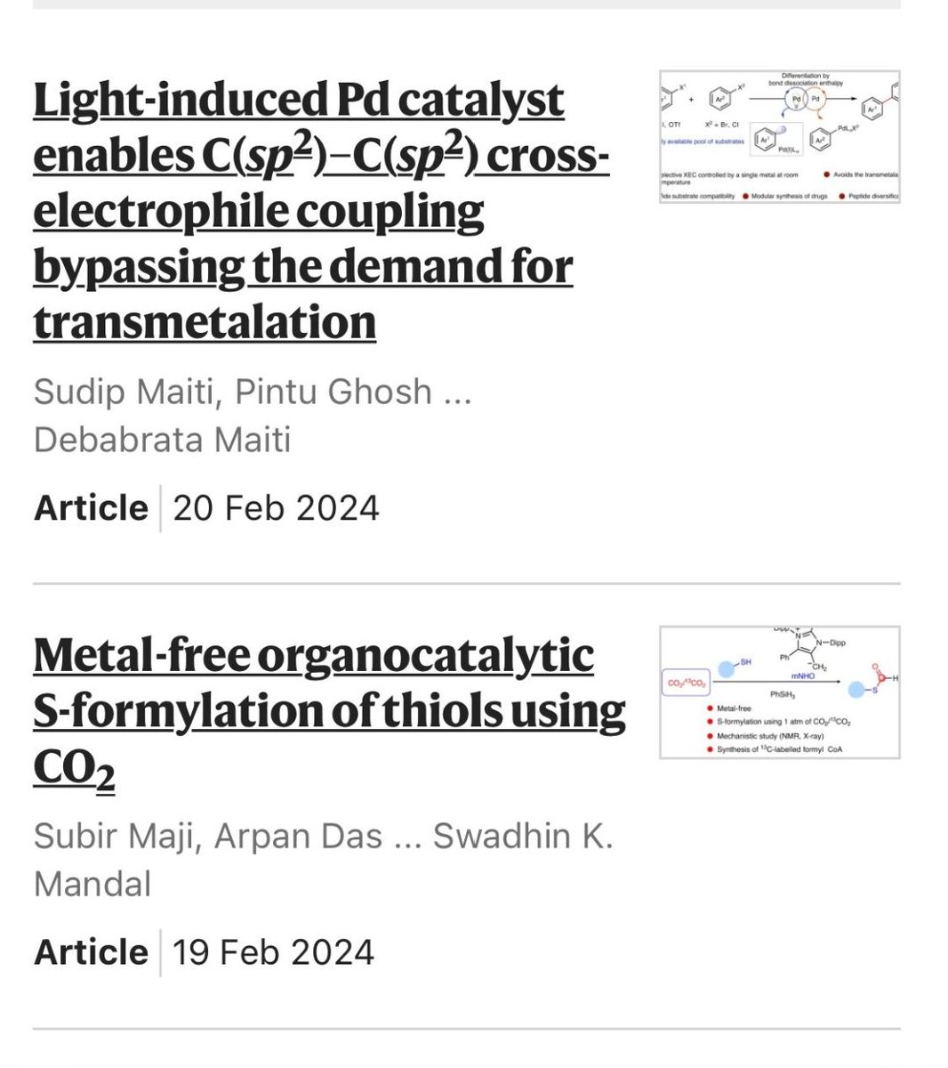 Something to be proud of...two papers from frontline organic chemists in India @maiti_iitb and Swadhin Mandal @iiserkol .. New kind of chemistry!!! @NatureCatalysis such wonderful news!!!❤️