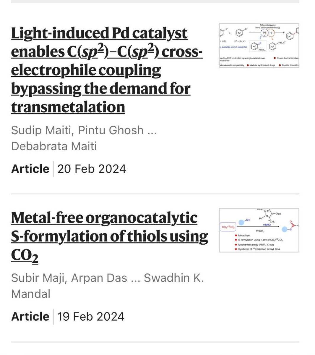 Jyotishman Dasgupta (@jd1278) on Twitter photo Something to be proud of...two papers from frontline organic chemists in India <a href="/maiti_iitb/">Debabrata Maiti</a> and Swadhin Mandal <a href="/iiserkol/">IISER Kolkata</a> ..
New kind of chemistry!!! <a href="/NatureCatalysis/">Nature Catalysis</a> such wonderful news!!!❤️ Something to be proud of...two papers from frontline organic chemists in India <a href="/maiti_iitb/">Debabrata Maiti</a> and Swadhin Mandal <a href="/iiserkol/">IISER Kolkata</a> ..
New kind of chemistry!!! <a href="/NatureCatalysis/">Nature Catalysis</a> such wonderful news!!!❤️