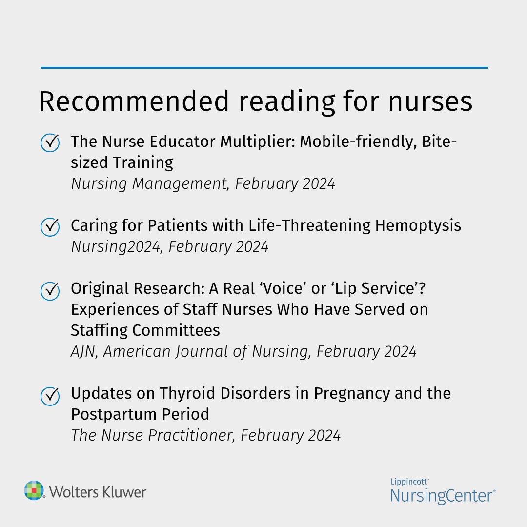 Recommended Reading for #Nurses! ow.ly/yQ4f50QFC3Y

#NursingResources