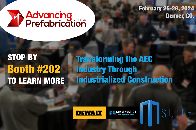 msuitetech's tweet photo. Join us at booth #202 to meet the DEWALT Construction Technology team and learn about the ways MSUITE is changing the game for prefab. We’re looking forward to the great lineup of speakers and sessions, too-see you there!
#AdvancingPrefabrication2024 #MEPprefab @DEWALTtough 🏗️🔩 https://t.co/uD8eOzt6d5