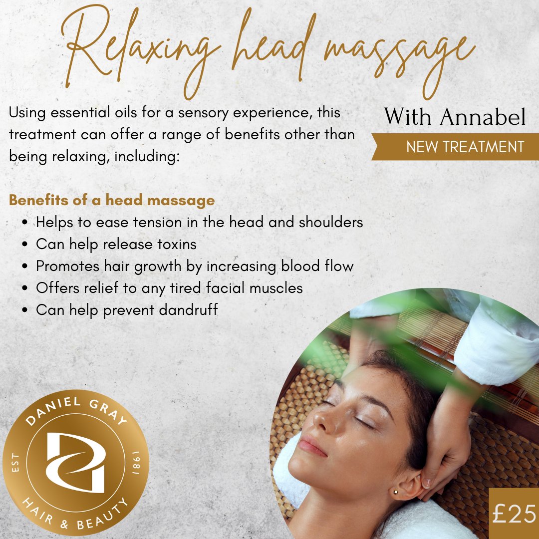 DanielGrayHair's tweet photo. New beauty service available at Daniel Gray Hair &amp; Beauty in Kendal

Head Massage https://t.co/vfRSxDN5aa